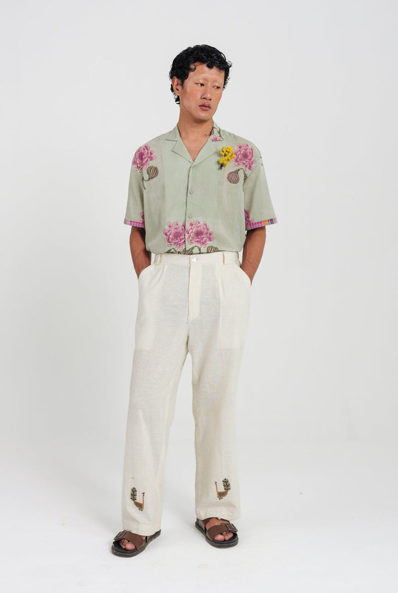 Gulkand Shirt cotton shirt by Jodi Men in green, pink for men in Singapore