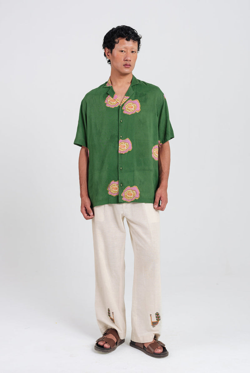 Flow Shirt muslin silk shirt by Jodi Men in green for men in Singapore