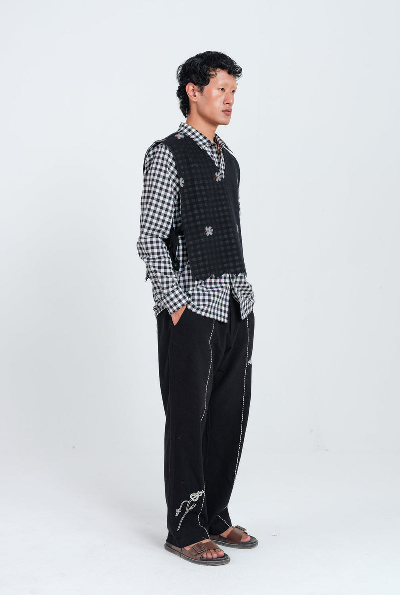 Leap Jamdani Men Overlay jamdani jacket by Jodi Men in black for men in Singapore