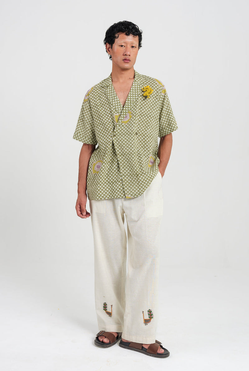 Panna Men Shirt cotton shirt by Jodi Men in green for men in Singapore