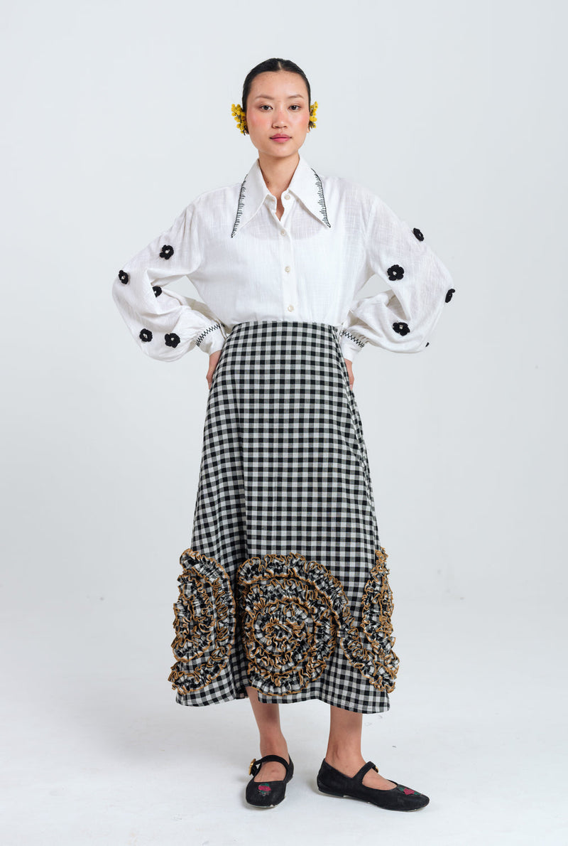 Groove Handloom Skirt handwoven cotton skirt by JodiLife in black, white for women in Singapore