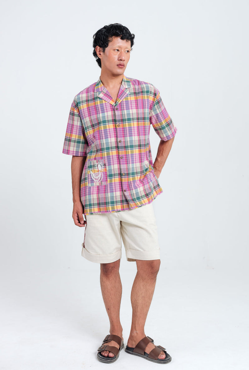Sherbet Shirt cotton shirt by Jodi Men in pink, green, multi-colour for men in Singapore