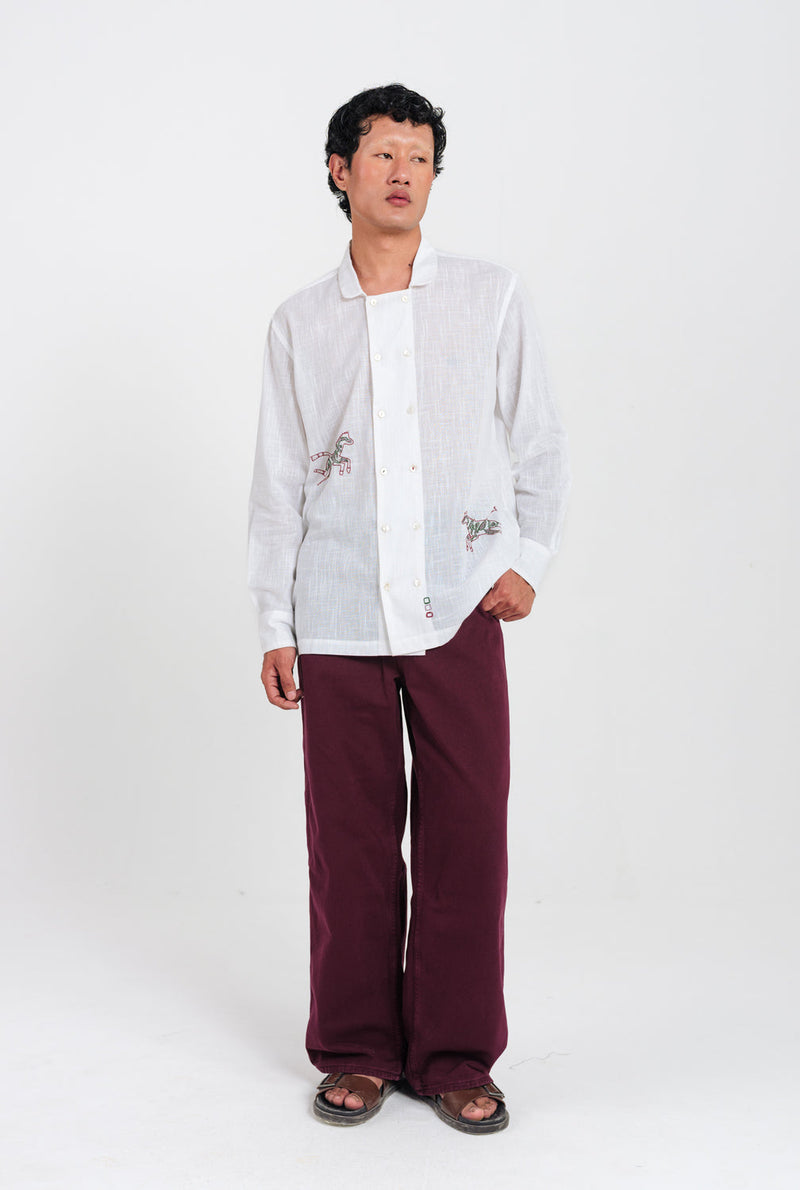 Moon Dance Shirt cotton shirt by Jodi Men in white for men in Singapore