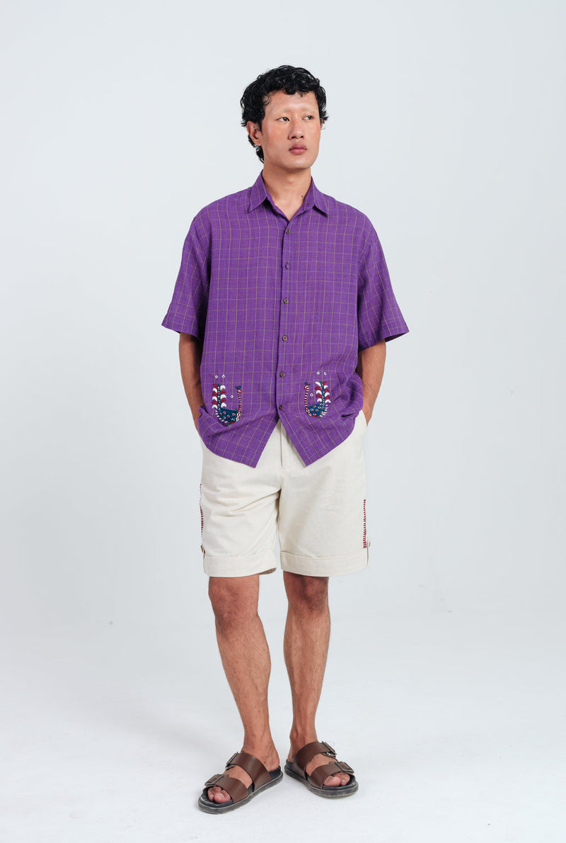 Drift Handloom Mens Shirt cotton shirt by Jodi Men in purple for men in Singapore