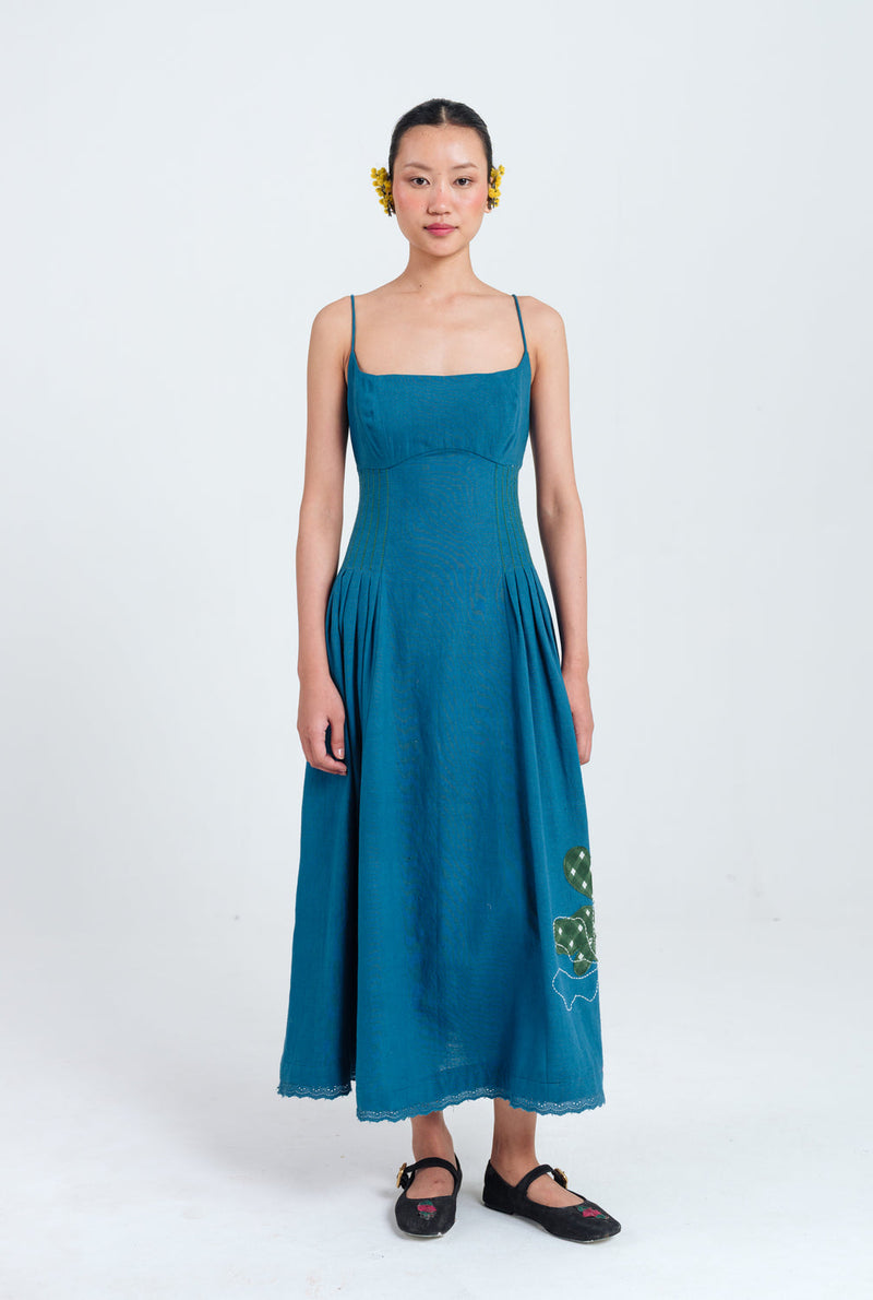 Ether Pleated Dress kala cotton dress by JodiLife in blue for women in Singapore
