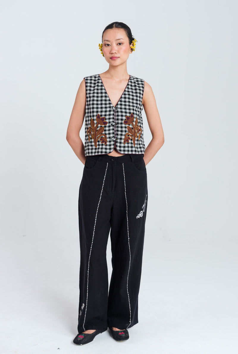 Groove Handloom Waistcoat handwoven cotton jacket/overlay by JodiLife in black, white for women in Singapore