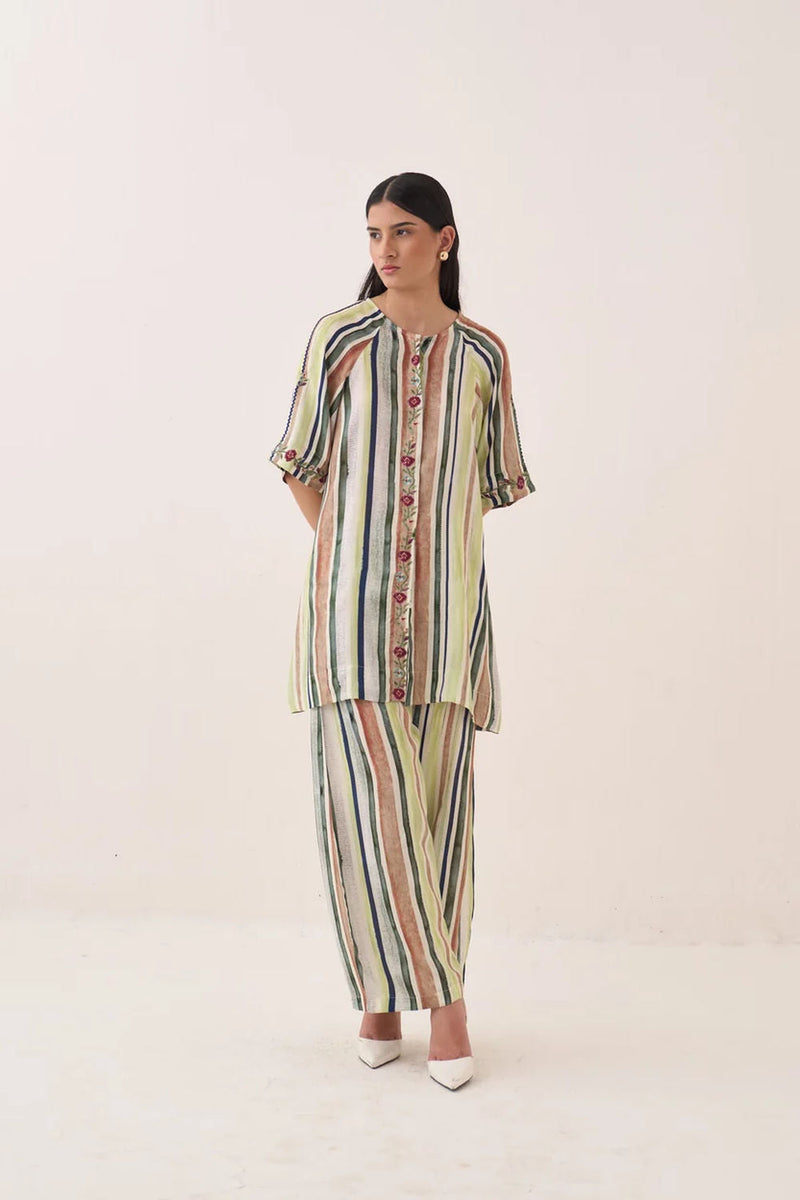 Rekha STFT Pants bemberg muslin pant/trouser by O'Frida in green for women in Singapore
