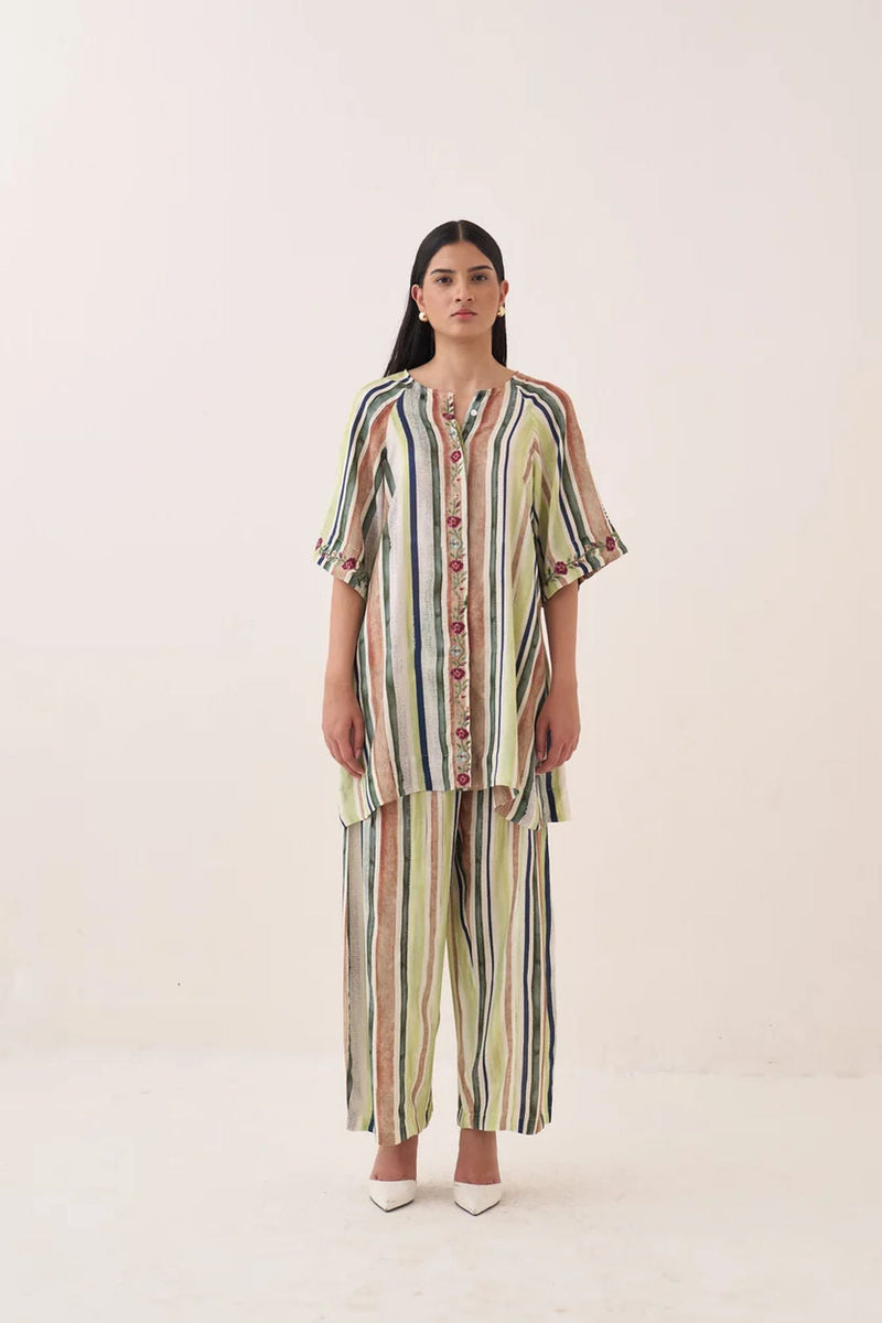 Rekha STFT Pants bemberg muslin pant/trouser by O'Frida in green for women in Singapore