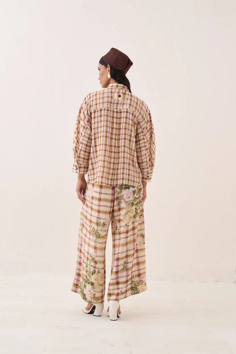 Jaali Bubble Shirt cotton slub top/shirt by O'Frida in ivory for women in Singapore