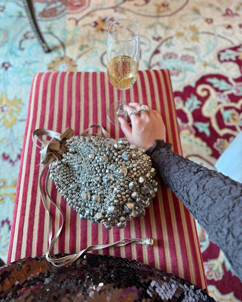 Rocky Bag - Jhoom tafetta bag by AOMIDORI SHIMAI in nude and silver for women in Singapore