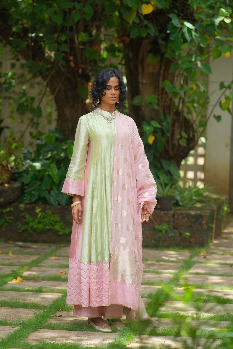 Tarang Kurta Set chanderi silk kurta/kurta set by Myoho in sky for women in Singapore