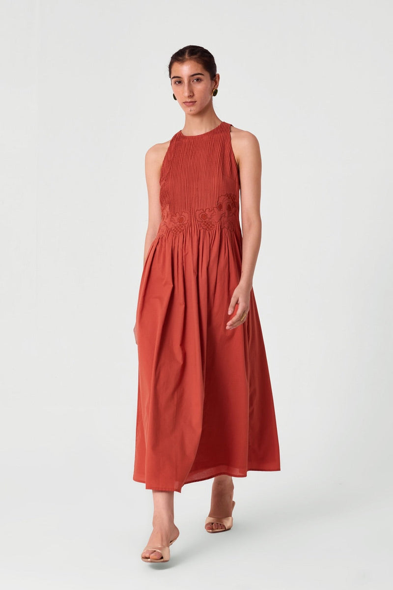 Amani Orange Embroidered Dress
