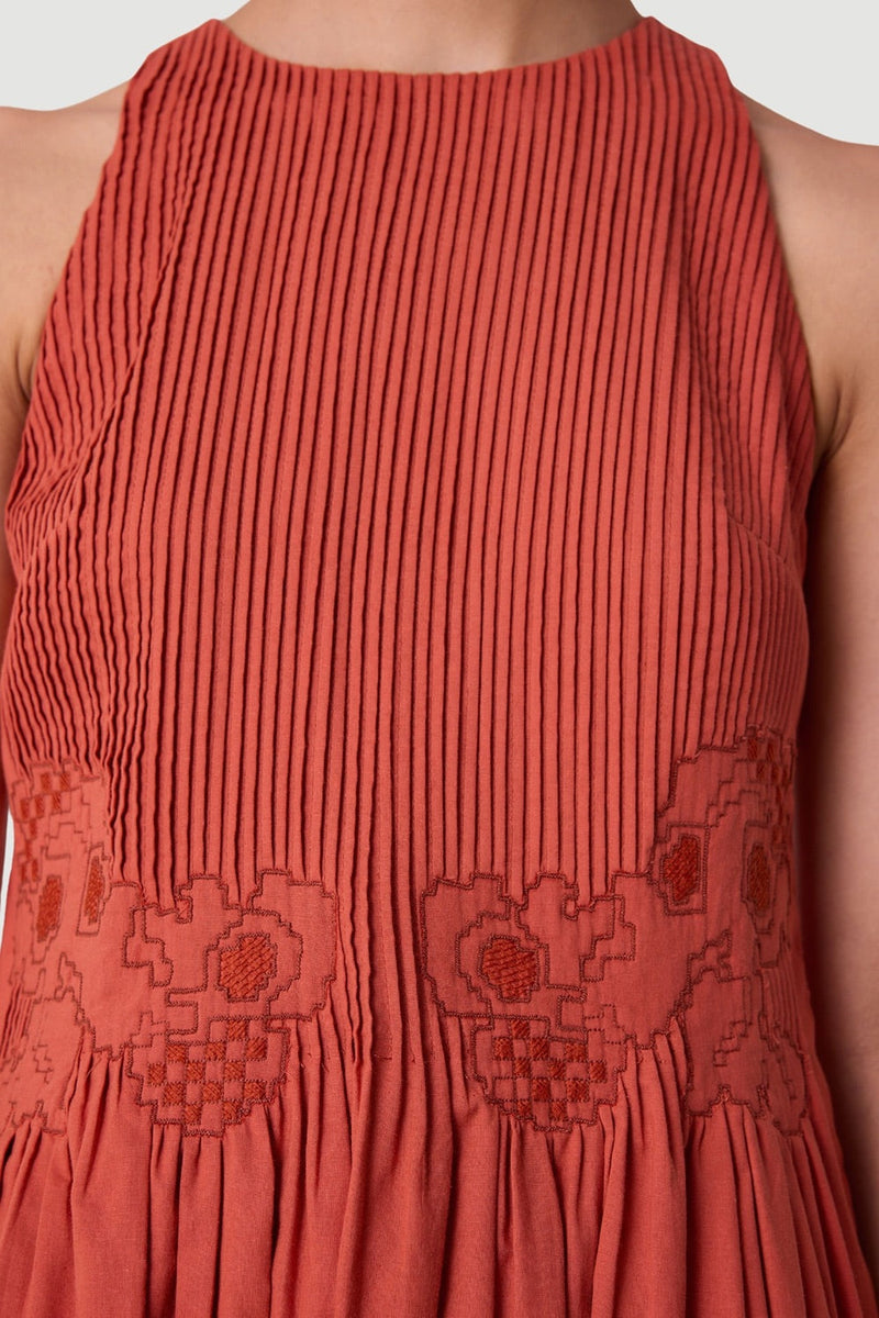 Amani Orange Embroidered Dress