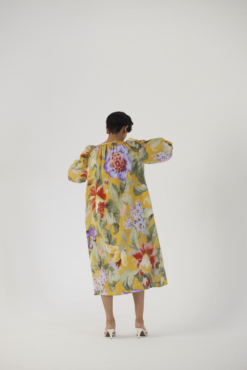 ALLORA YELLOW MIDI DRESS satin Dress by Yam in yellow color for women in Singapore