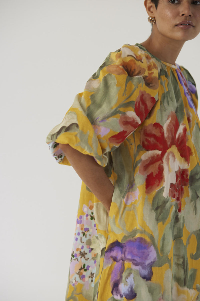 ALLORA YELLOW MIDI DRESS satin Dress by Yam in yellow color for women in Singapore