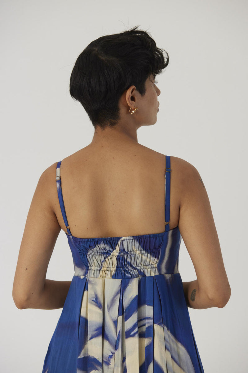 CHICORY BRALLETTE DRESS satin Dress by Yam in blue color for women in Singapore