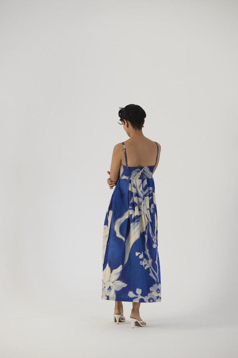 CHICORY BRALLETTE DRESS satin Dress by Yam in blue color for women in Singapore