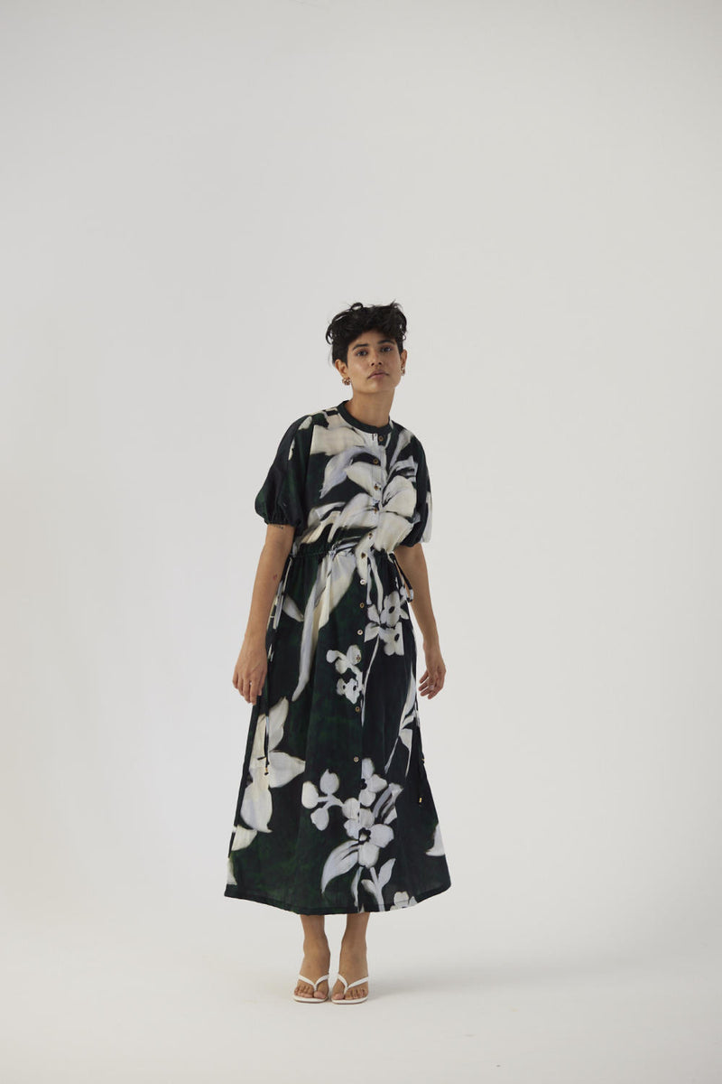 CHICORY BLACK SIDE TIE UP DRESS satin Dress by Yam in black color for women in Singapore