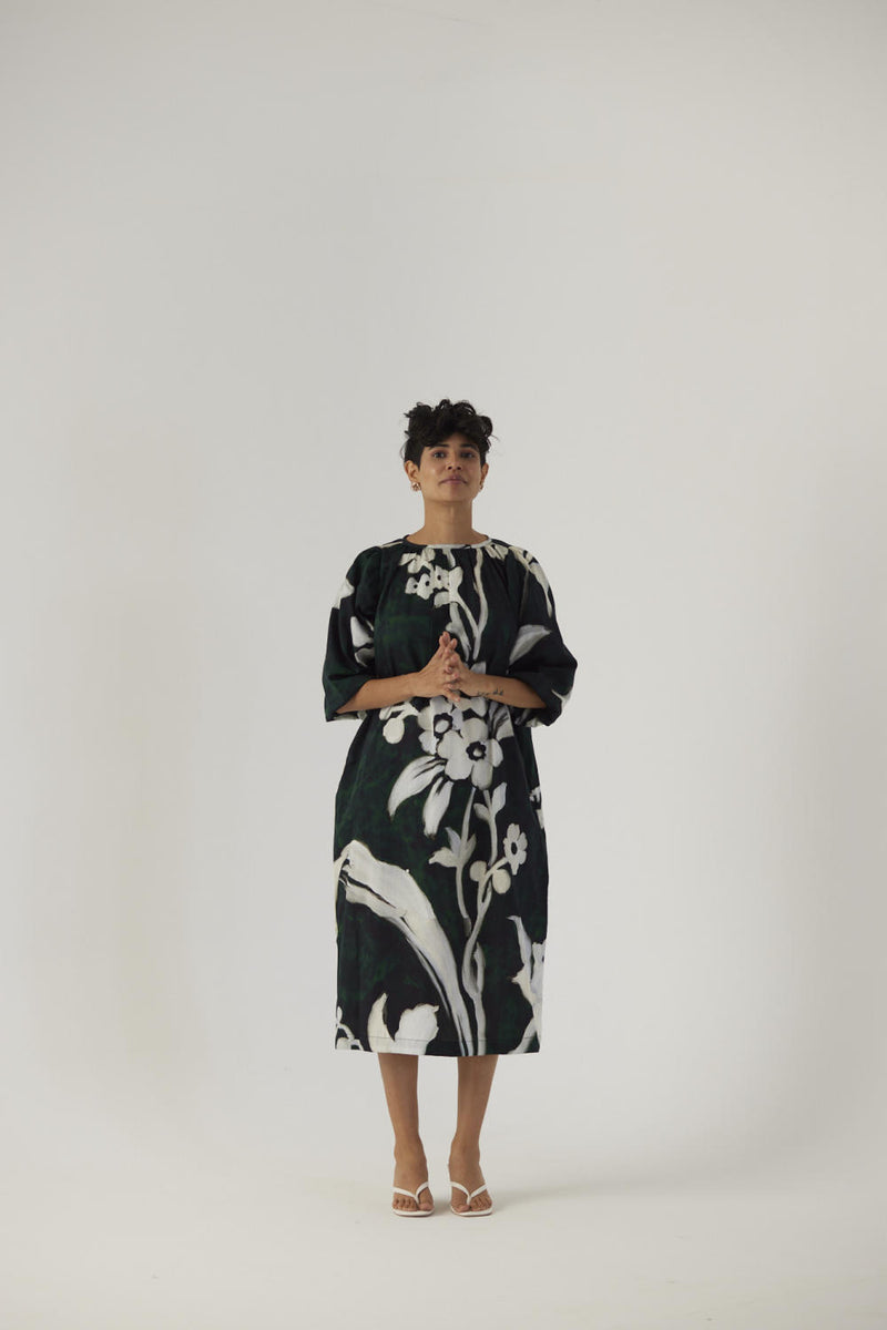 CHICORY BLACK MIDI DRESS satin Dress by Yam in black color for women in Singapore