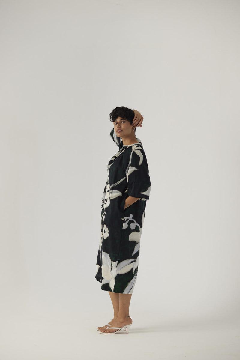 CHICORY BLACK MIDI DRESS satin Dress by Yam in black color for women in Singapore