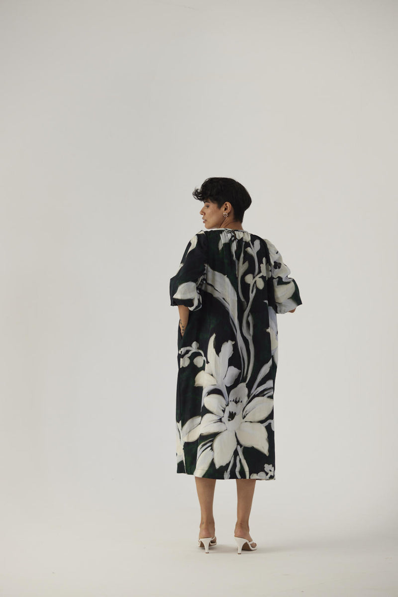 CHICORY BLACK MIDI DRESS satin Dress by Yam in black color for women in Singapore