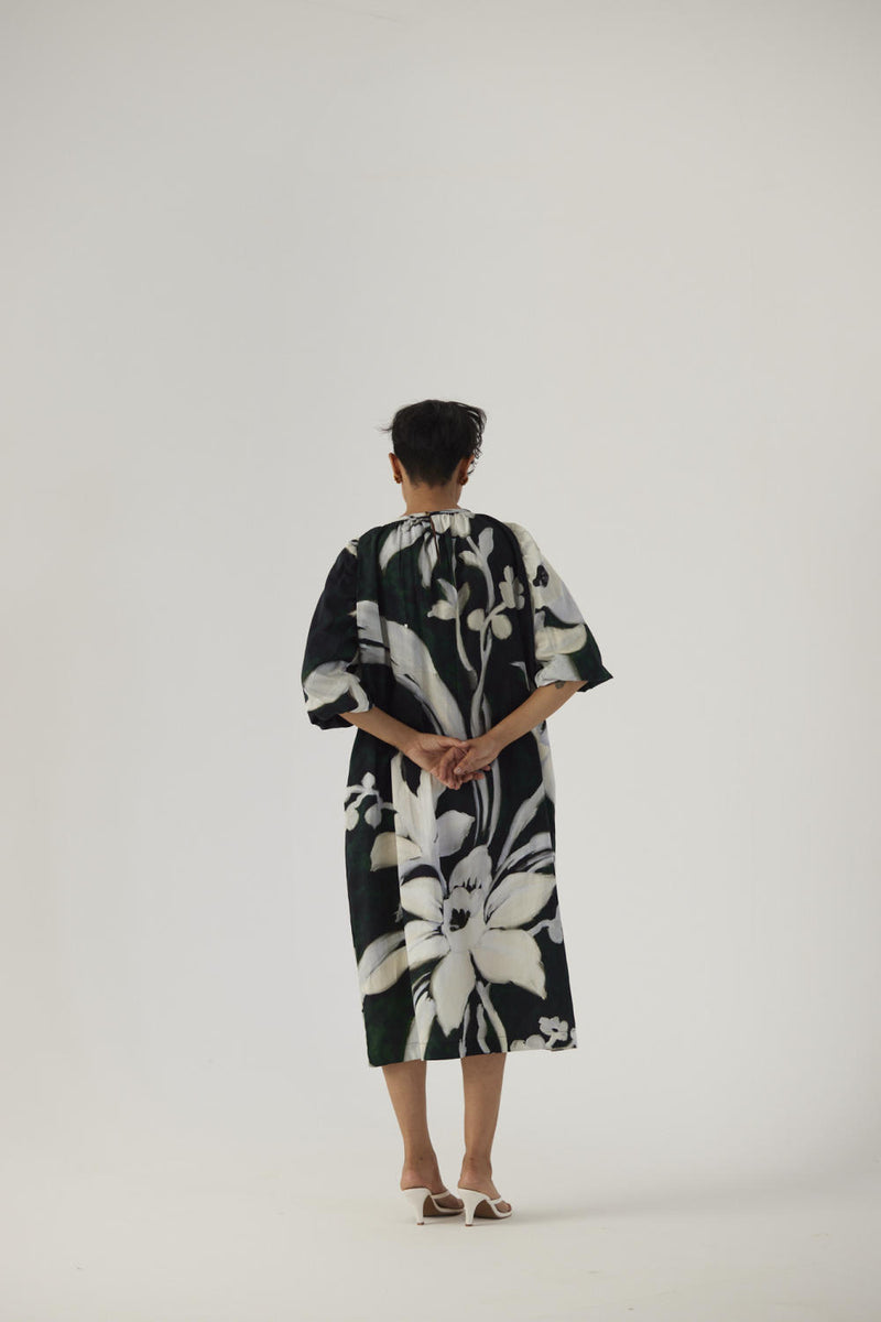 CHICORY BLACK MIDI DRESS satin Dress by Yam in black color for women in Singapore