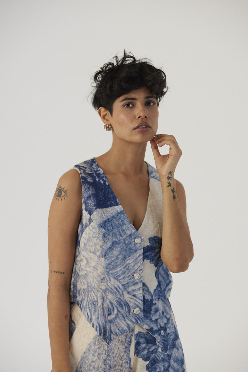 MORNI JACKET SET linen Co-ord Sets by Yam in white color for women in Singapore