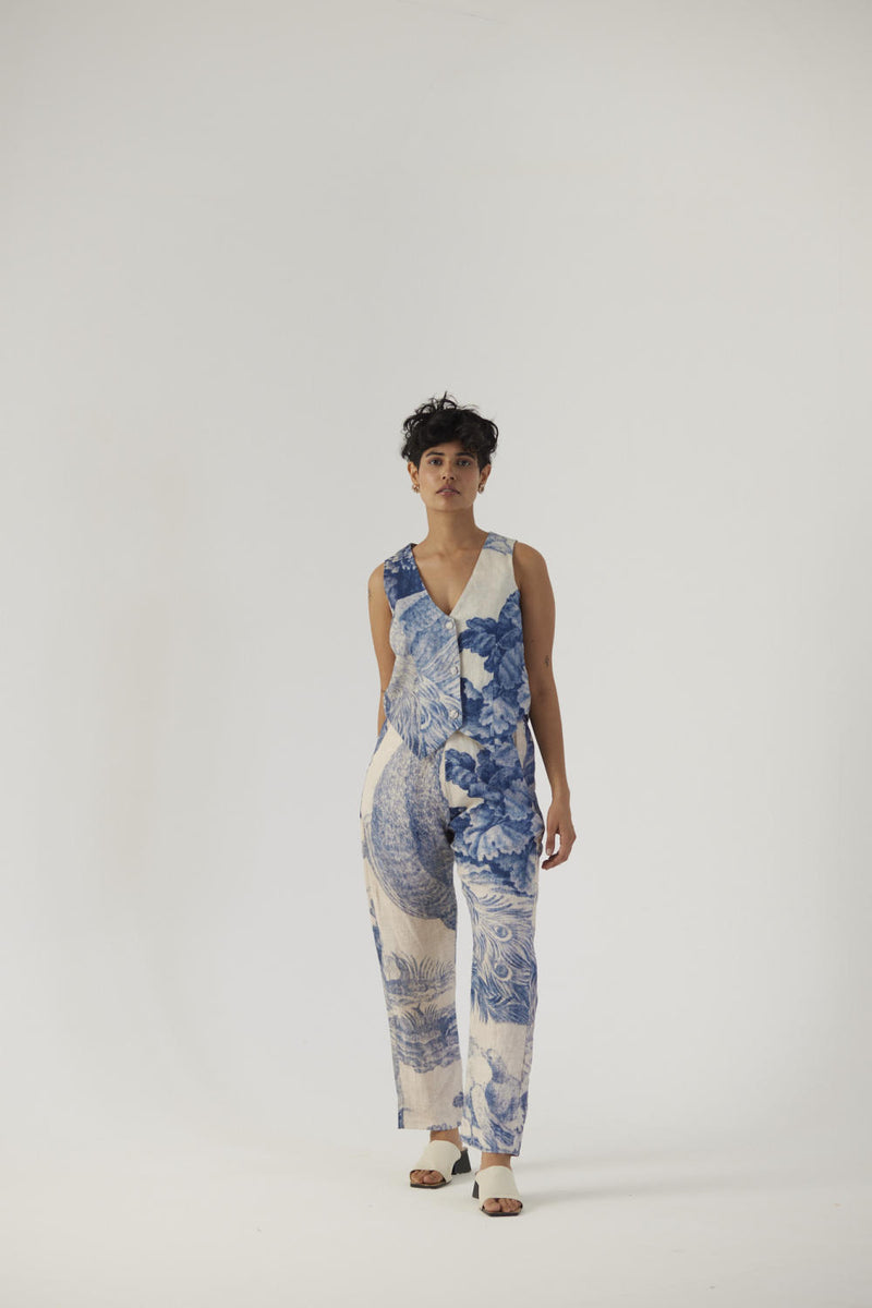 MORNI JACKET SET linen Co-ord Sets by Yam in white color for women in Singapore