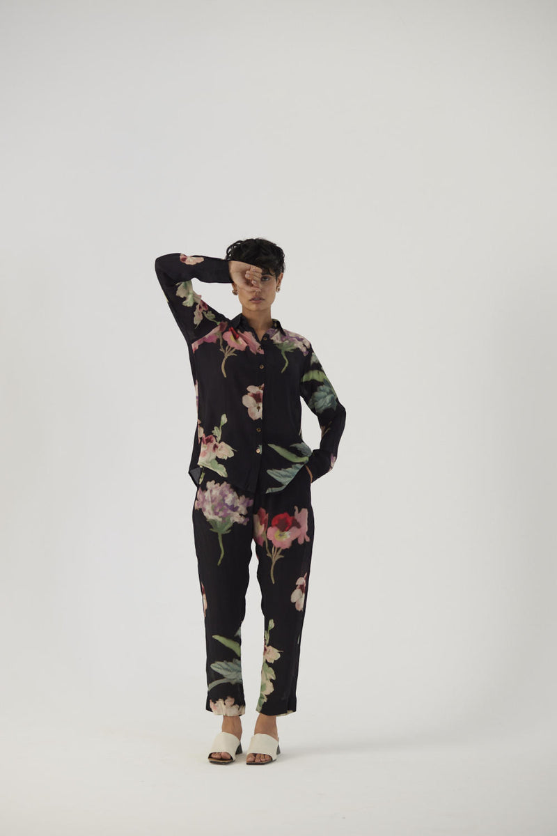 JULIET BLACK CREPE COORD SET Co-ord Sets by Yam in black color for women in Singapore