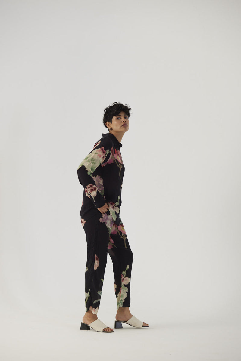 JULIET BLACK CREPE COORD SET Co-ord Sets by Yam in black color for women in Singapore