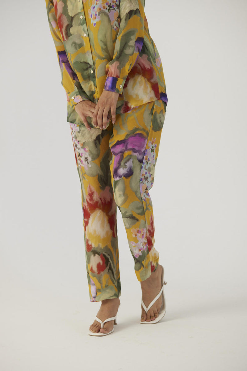 ALLORA YELLOW CREPE COORD SET Co-ord Sets by Yam in yellow color for women in Singapore