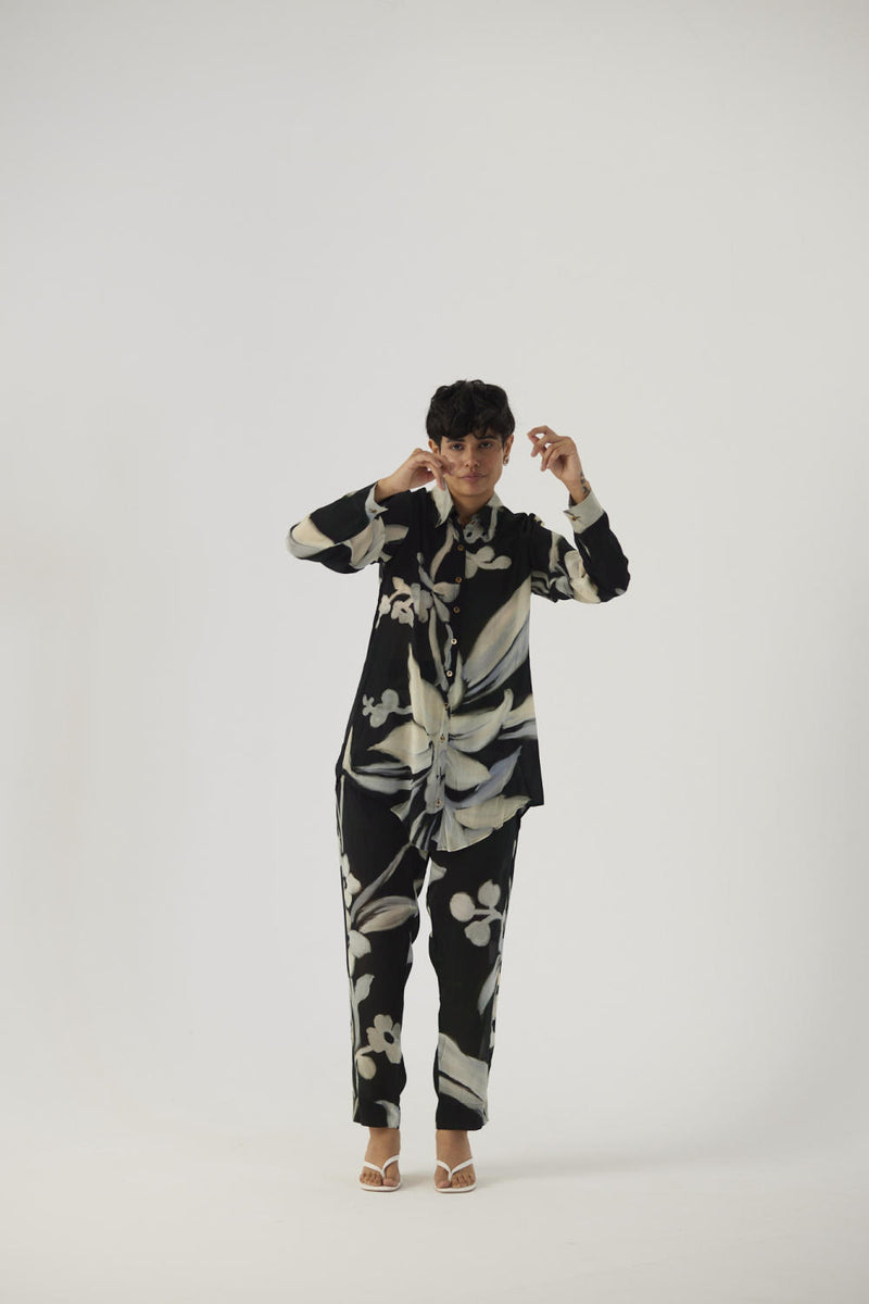 CHICORY BLACK CREPE COORD SET Co-ord Sets by Yam in black color for women in Singapore