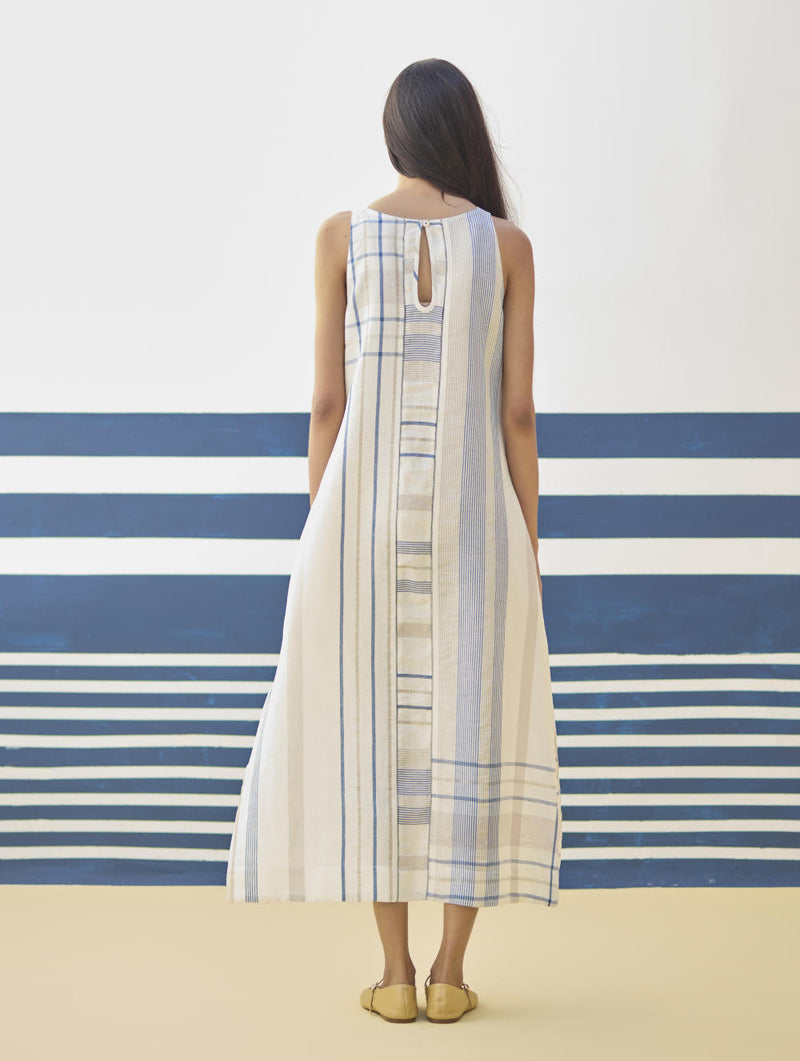 Inara Modern Check Linen Dress
- Ivory linen by Manan in ivory color for women in Singapore