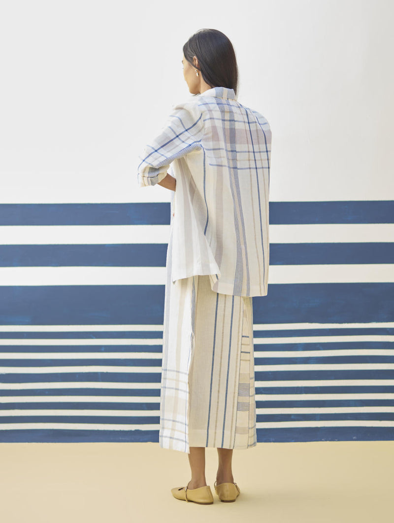 Inara Check Linen Dress With Blazer
- Ivory linen by Manan in ivory color for women in Singapore