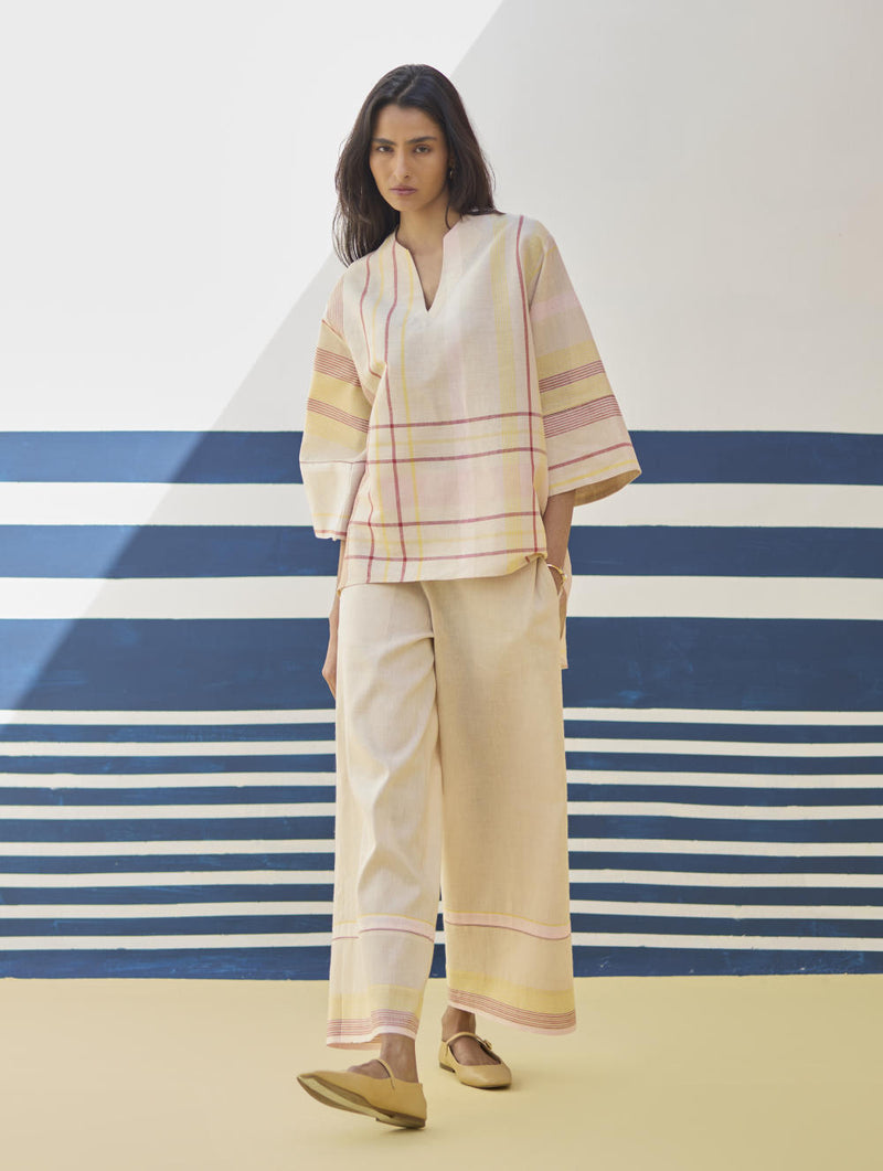 Kira Check Linen Co-ord Set
- Sand linen by Manan in natural color for women in Singapore