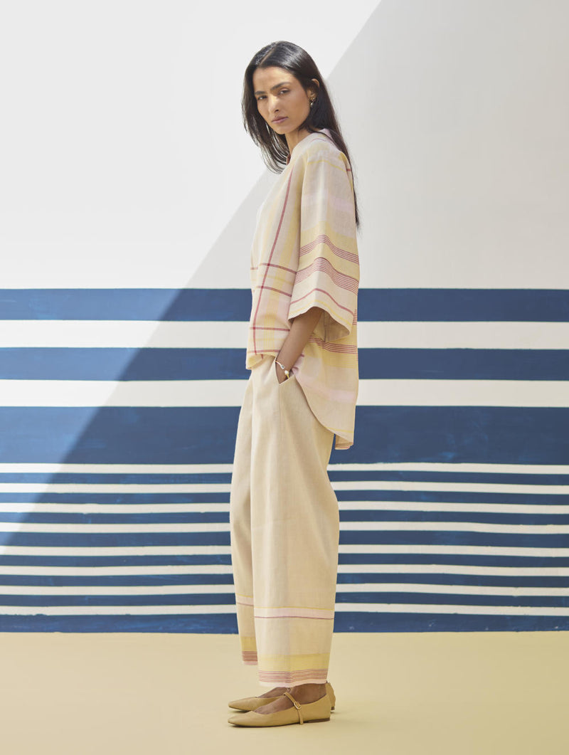 Kira Check Linen Co-ord Set
- Sand linen by Manan in natural color for women in Singapore