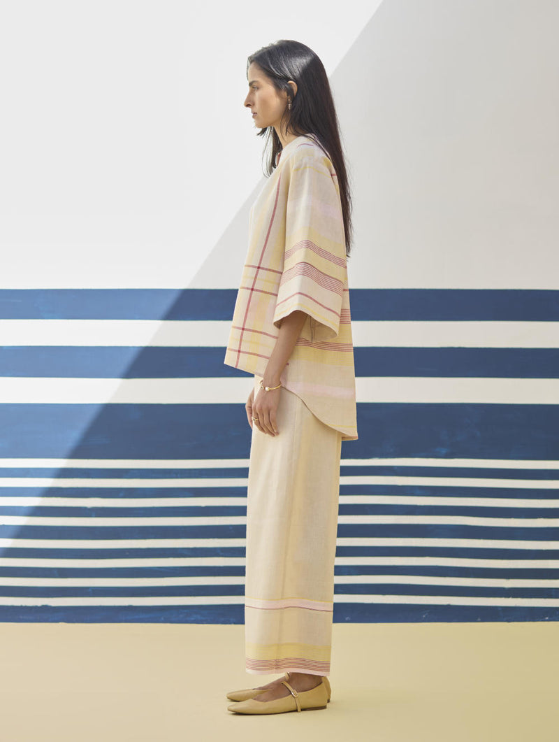 Kira Check Linen Co-ord Set
- Sand linen by Manan in natural color for women in Singapore
