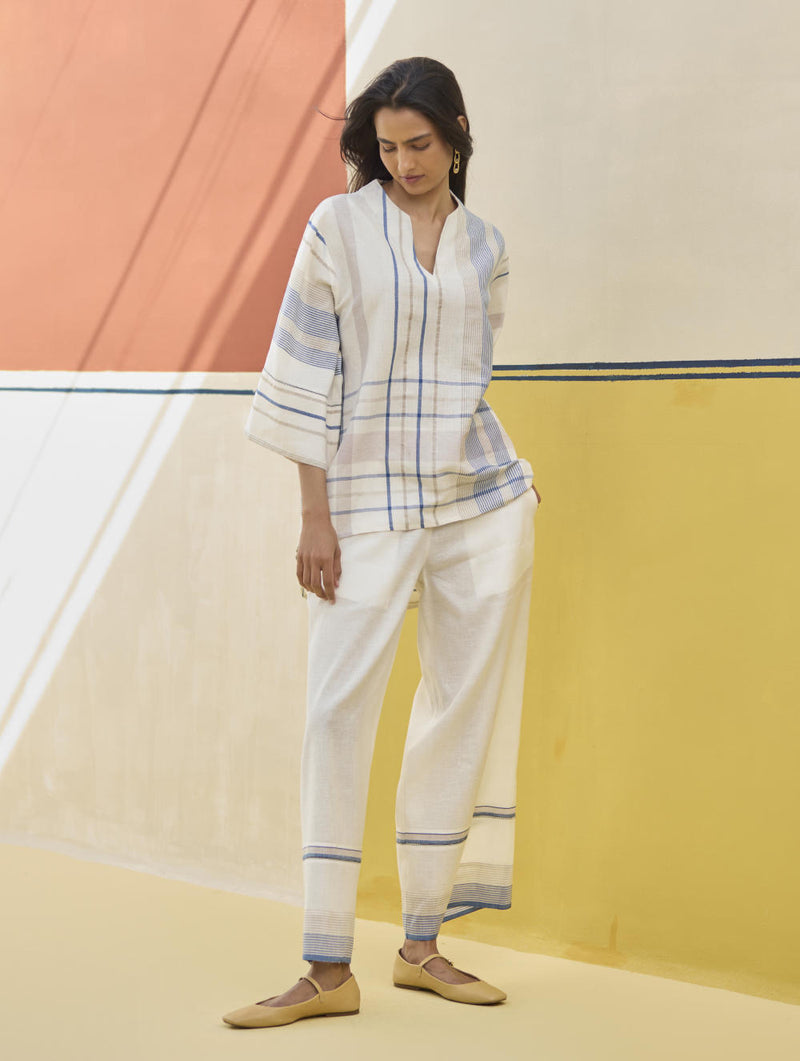 Kira Check Linen Co-ord Set
- Ivory linen by Manan in ivory color for women in Singapore