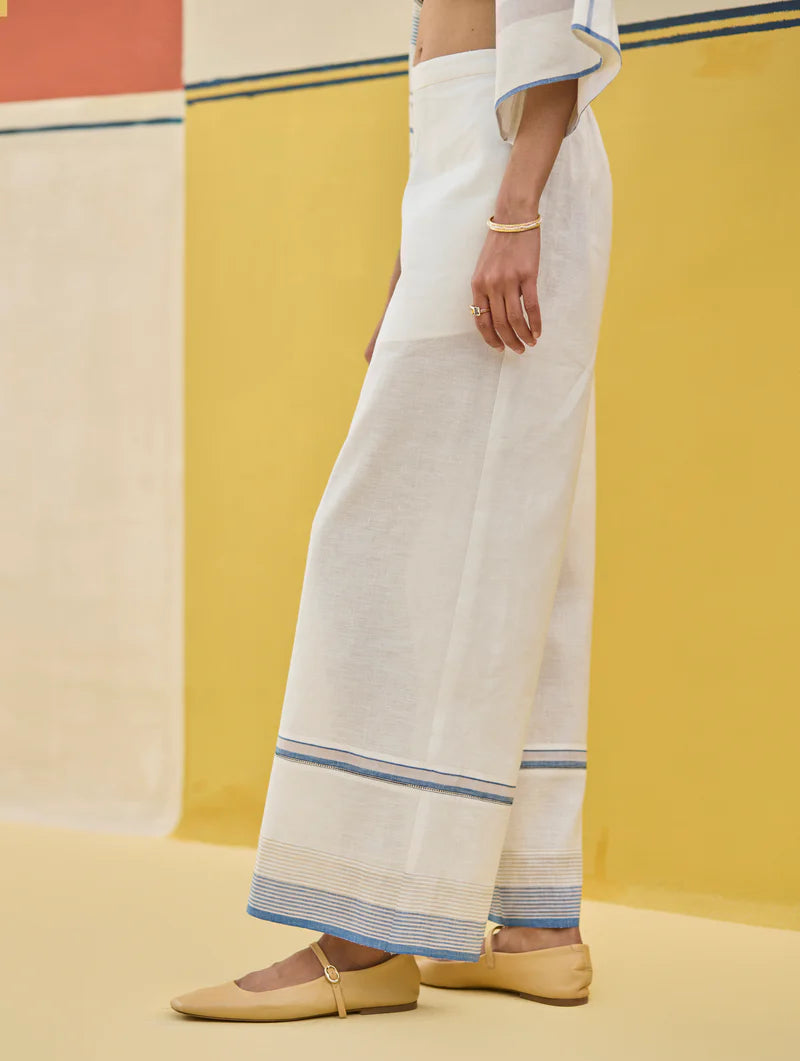 Myra Watercolor Floral Co-ord Set
- Ivory linen by Manan in ivory color for women in Singapore