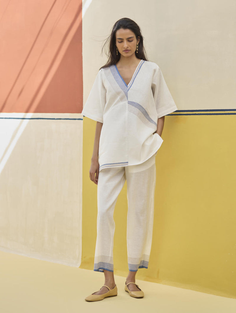 Moriko Border Linen Co-ord Set
- Ivory linen by Manan in ivory color for women in Singapore