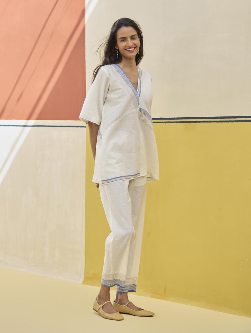 Moriko Border Linen Co-ord Set
- Ivory linen by Manan in ivory color for women in Singapore