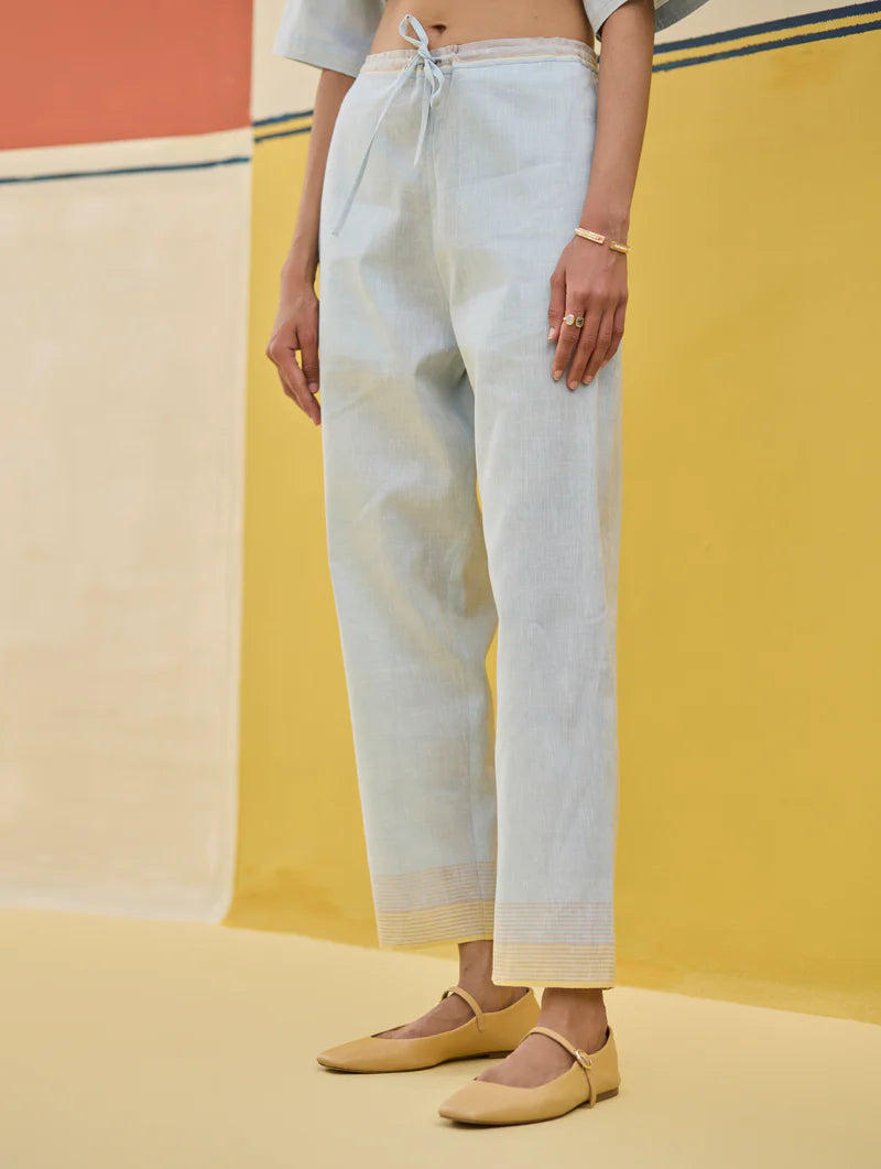 Moriko Border Linen Co-ord Set
- Sky linen by Manan in blue color for women in Singapore