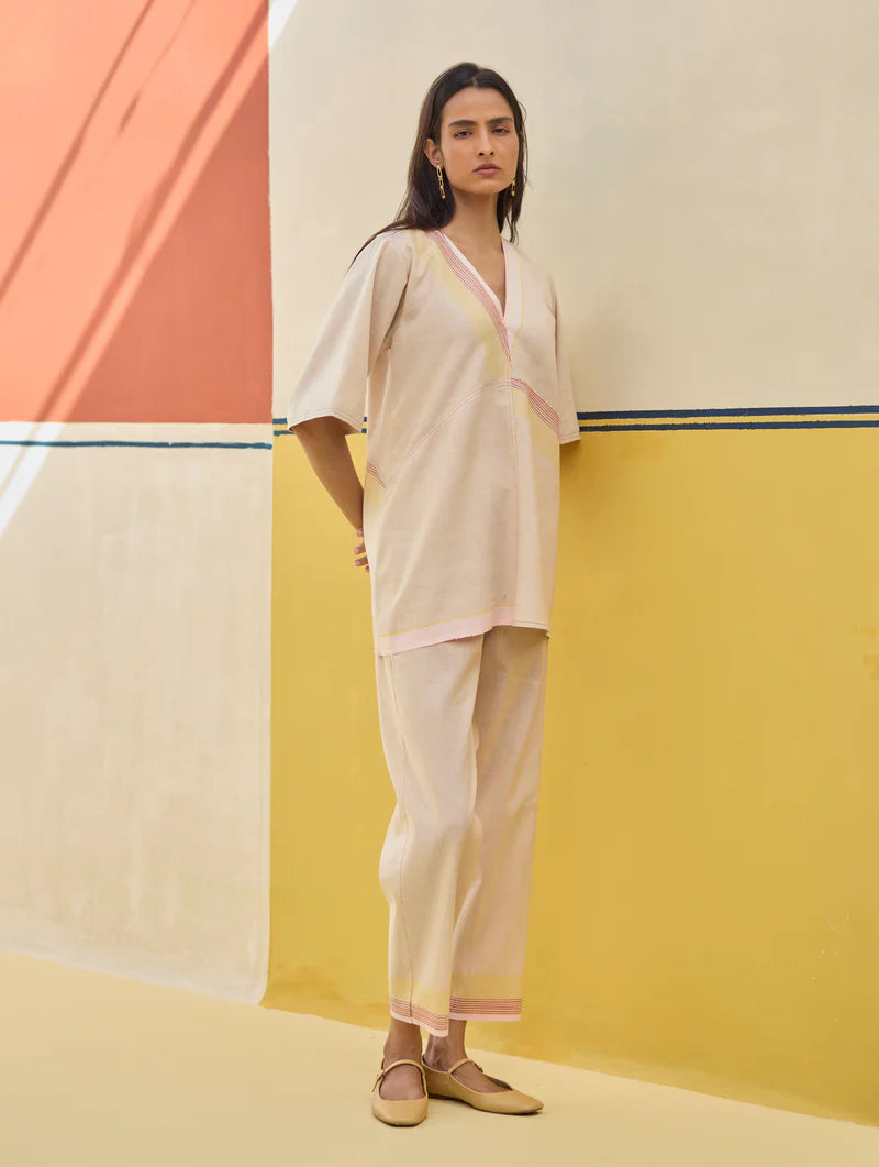 Moriko Border Linen Co-ord Set
- Sand linen by Manan in natural color for women in Singapore