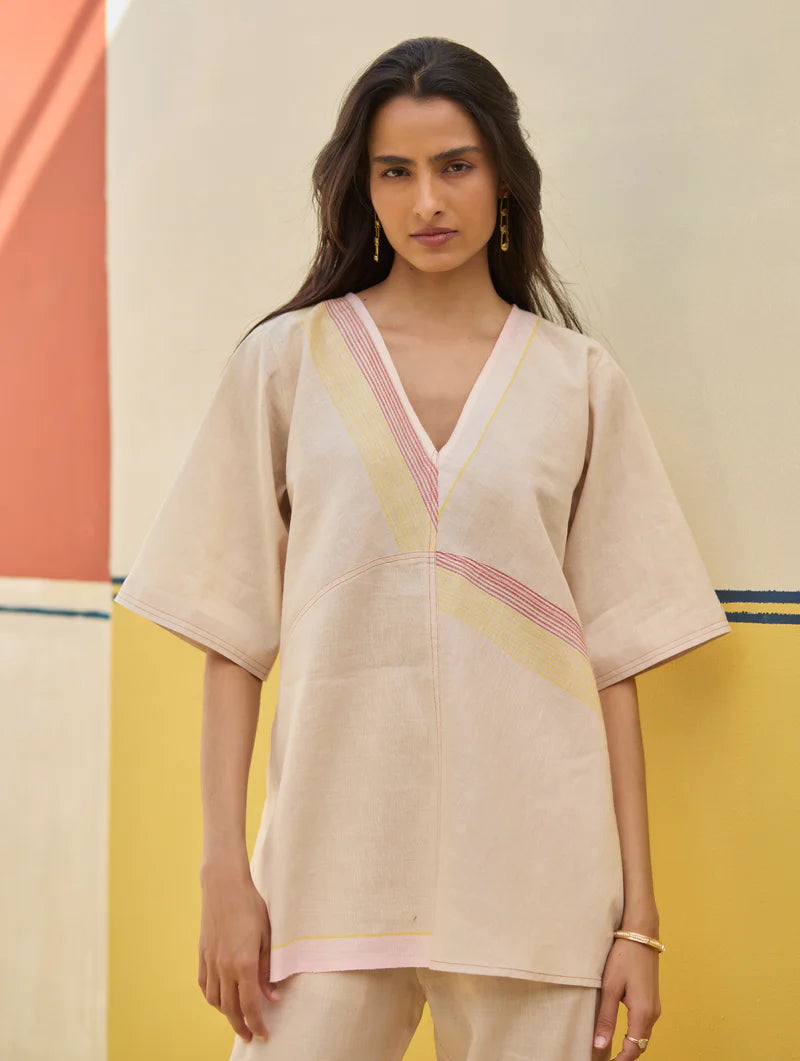 Moriko Border Linen Co-ord Set
- Sand linen by Manan in natural color for women in Singapore
