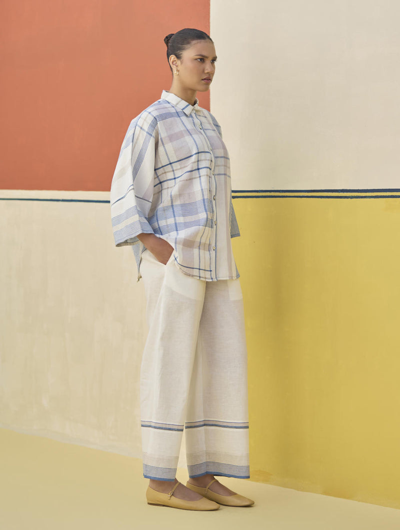 Cara Check Linen Co-ord Set
- Ivory linen by Manan in ivory color for women in Singapore