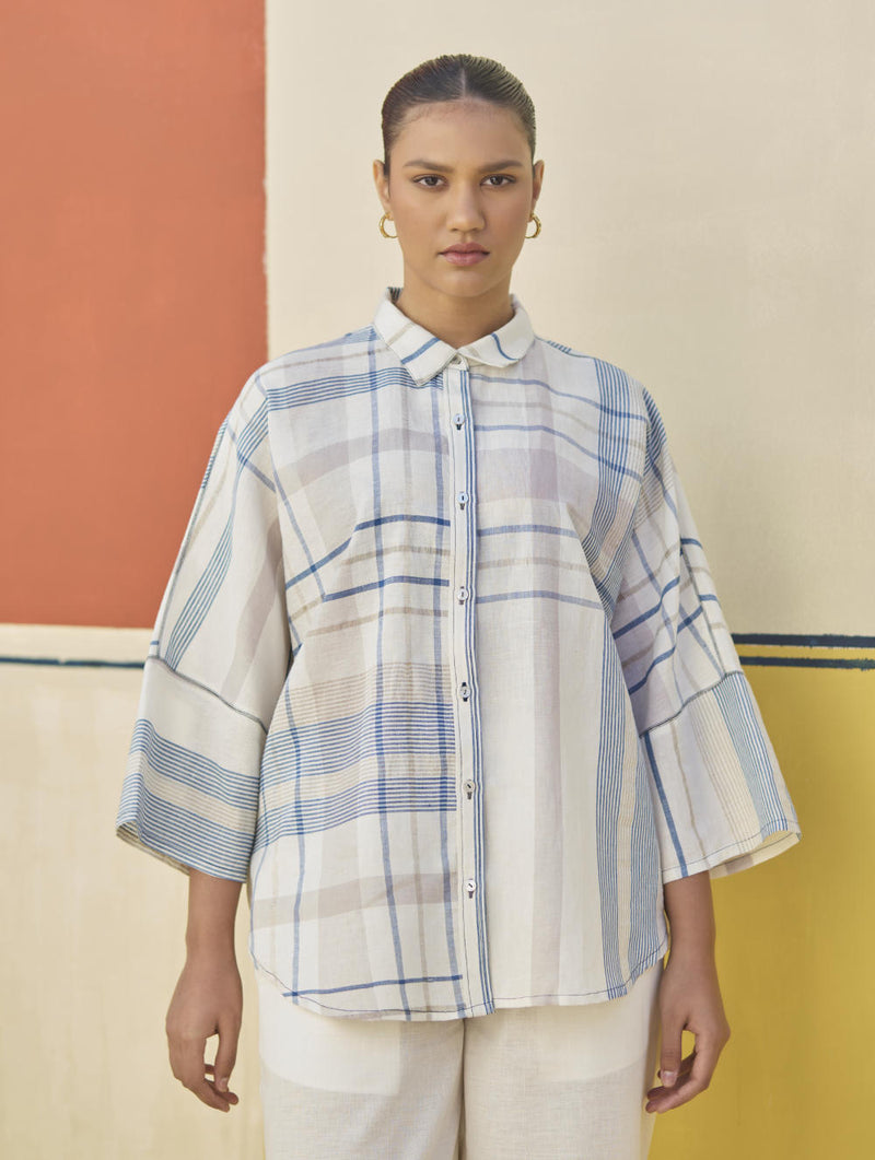 Cara Check Linen Co-ord Set
- Ivory linen by Manan in ivory color for women in Singapore