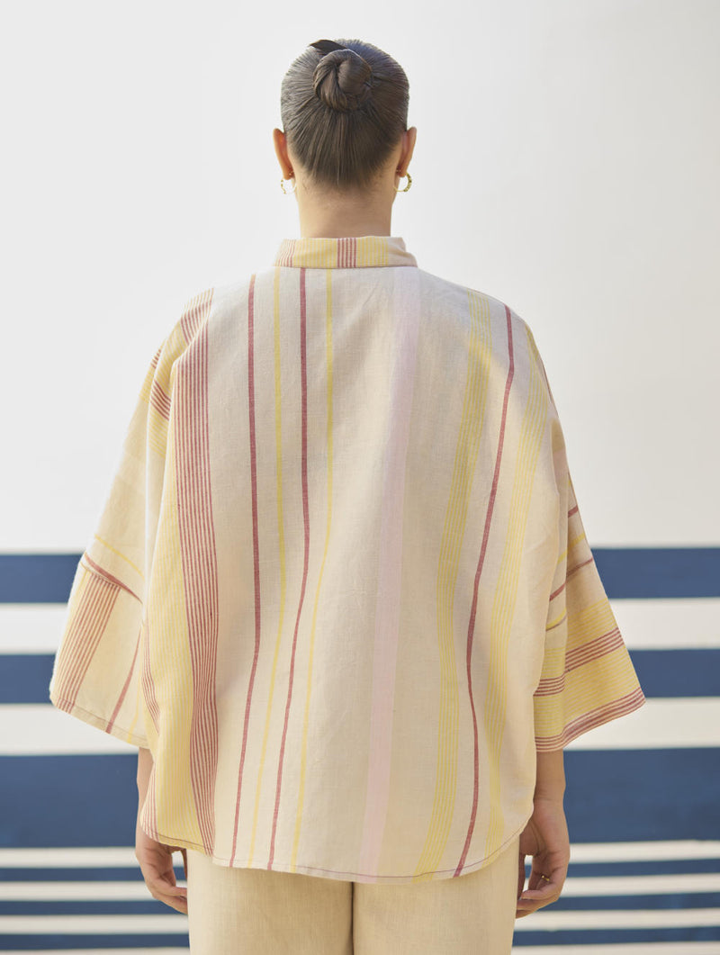 Cara Check Linen Shirt
- Sand cotton by Manan in natural color for women in Singapore