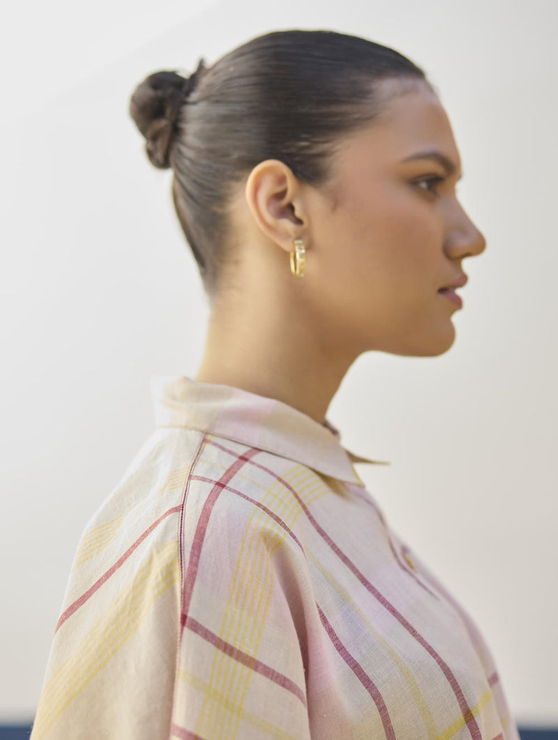Cara Check Linen Shirt
- Sand cotton by Manan in natural color for women in Singapore