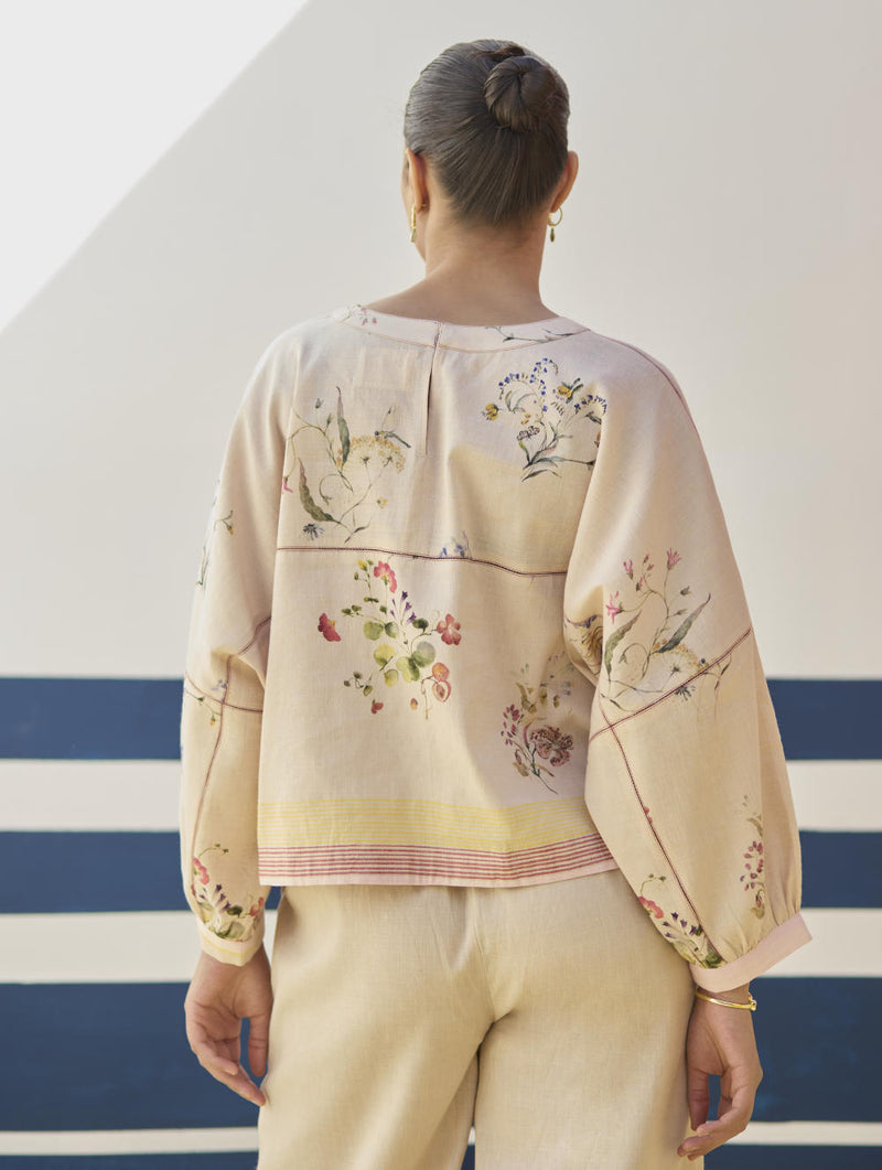 Myra Watercolor Floral Co-ord Set
- Sand linen by Manan in natural color for women in Singapore