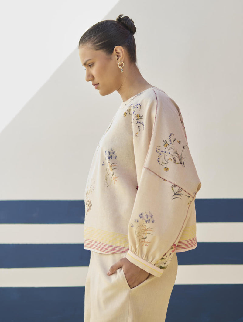 Myra Watercolor Floral Co-ord Set
- Sand linen by Manan in natural color for women in Singapore